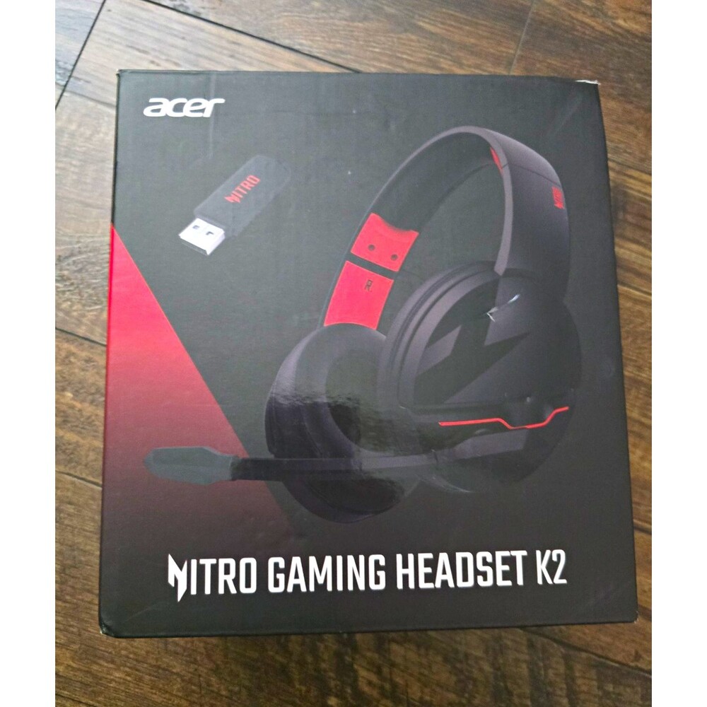 Acer Nitro Gaming Headset K2 Wireless RF Over-Ear Boom Mic USB Black/Red